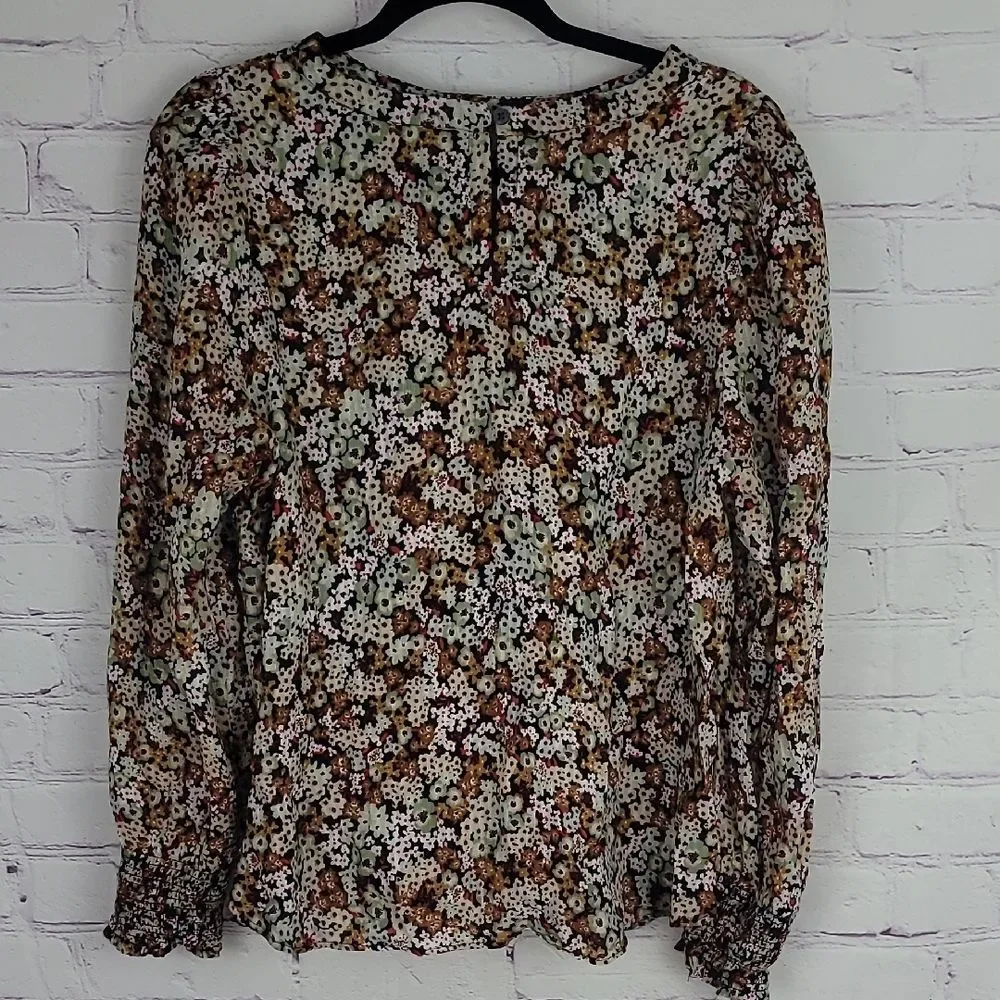 LOFT Multicolored long Sleeve Floral Blouse/Top. Thin And Light. Size Large. - Picture 2 of 6